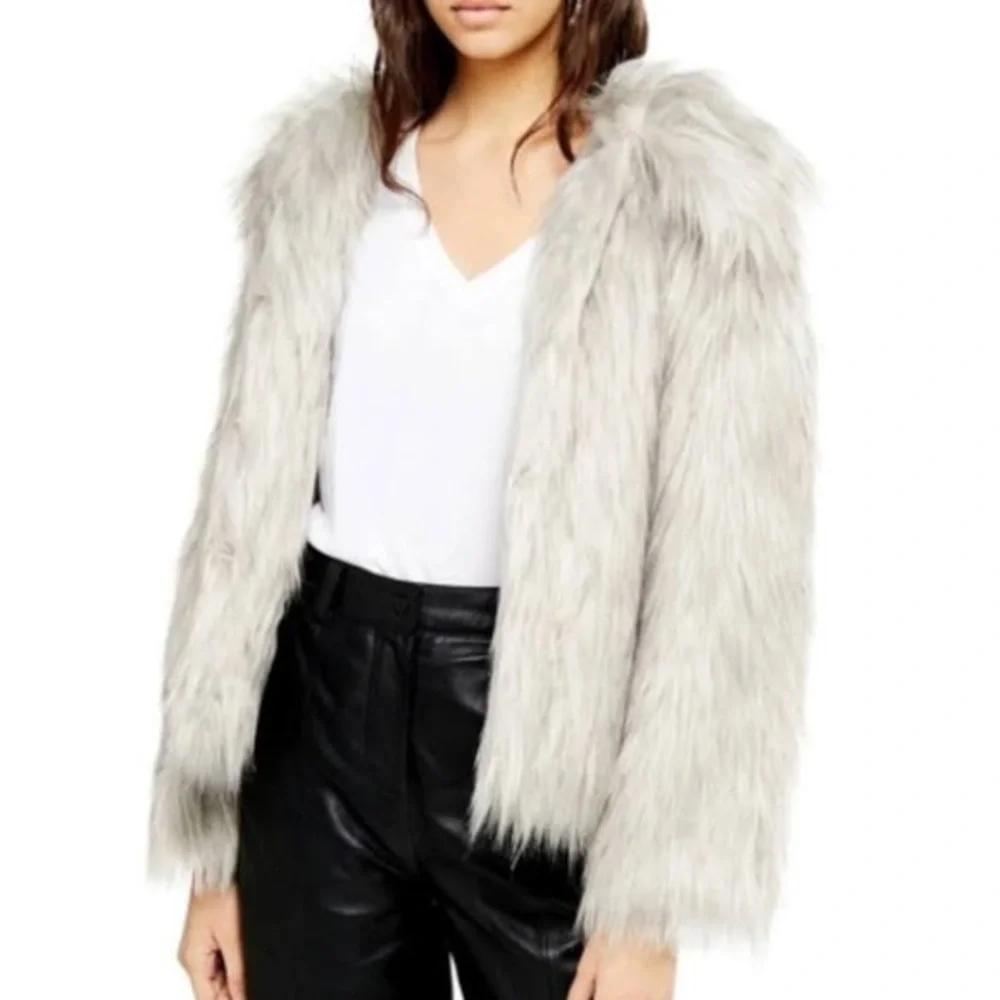 Topshop Gray Faux Fur Jacket - Picture 5 of 12